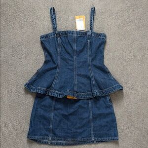 H&M Stylish Blue Denim tank and skirt set